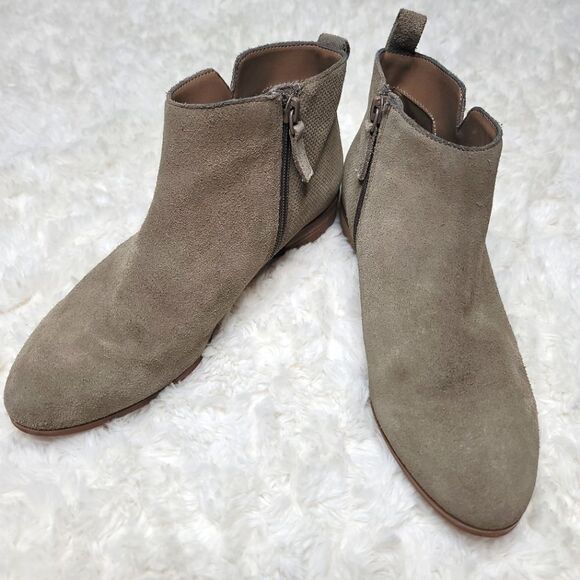 Violet and Red Suede Leather Taupe Booties - Picture 2 of 8